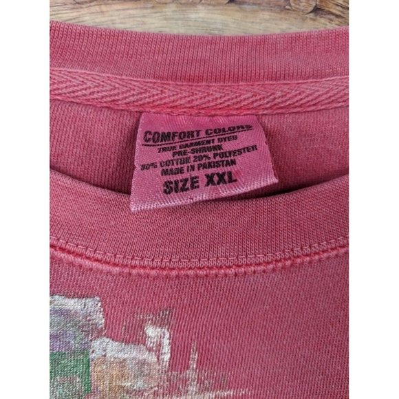 Comfort Colors Sweatshirt Sweater Pink Coral Flowers Floral XXL Crewneck - Picture 4 of 5